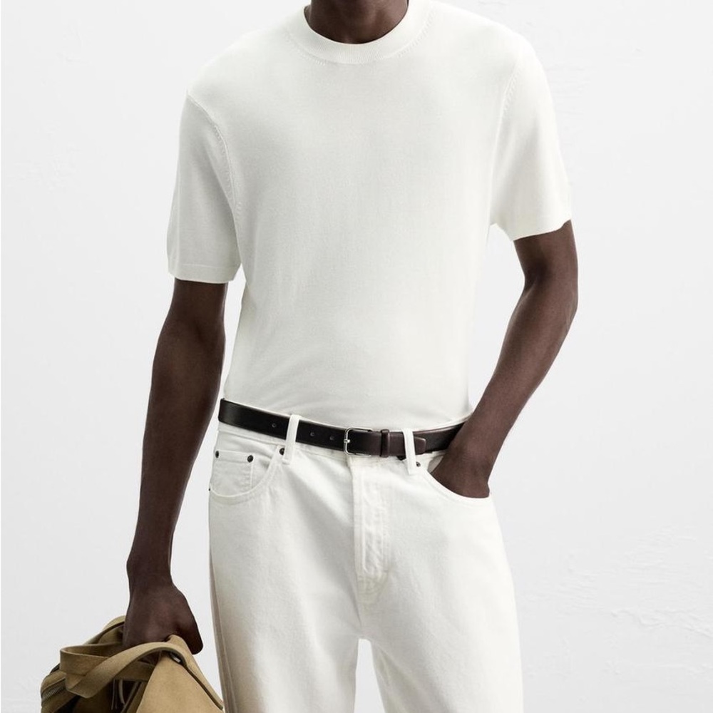 Zara Knit Tee in white. Size large but runs small.